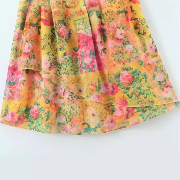 Y2K Flowers Print Suspender Dress Summer Fashion Ruffled Holiday Beach Short Dresses Womens Clothing - Image 5
