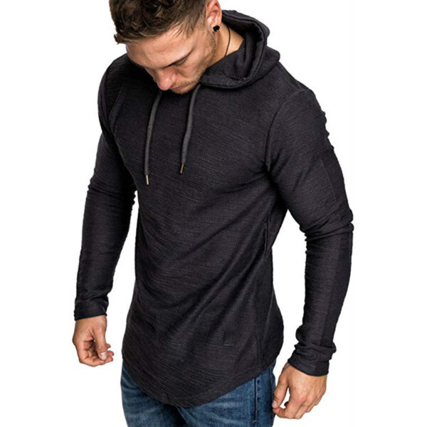 Men Hoodie Sweatshirt Casual Long Sleeve Slim Tops Gym T-shir - Image 4