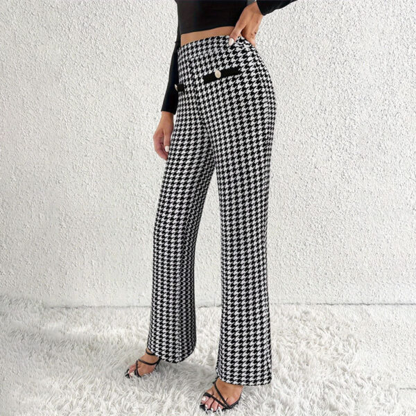 Faux Pocket Fastener Decoration Straight Wide Leg Pants Trousers - Image 4
