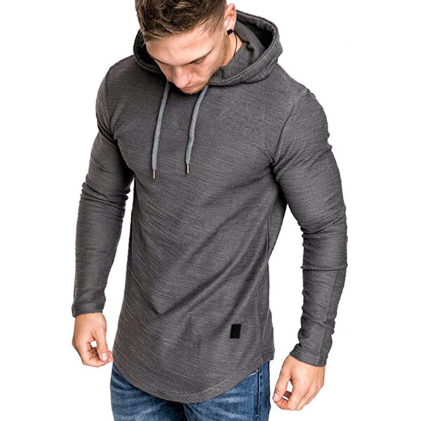 Men Hoodie Sweatshirt Casual Long Sleeve Slim Tops Gym T-shir - Image 7
