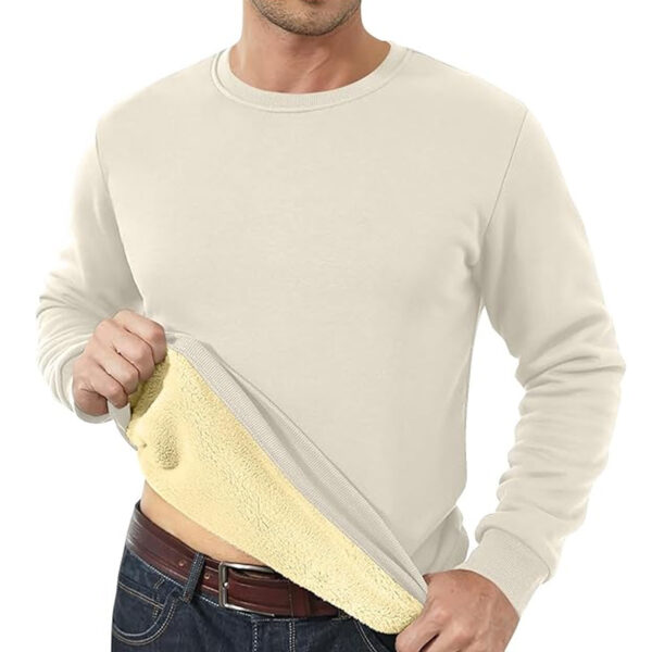 Men's Fleece Lined Padded Warm Keeping Loose Pullover Cashmere Hoodie - Image 3