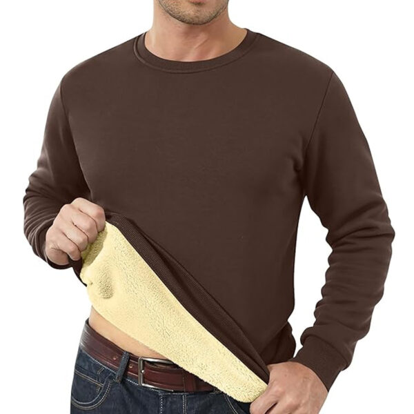 Men's Fleece Lined Padded Warm Keeping Loose Pullover Cashmere Hoodie - Image 9