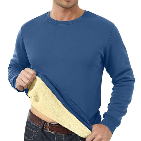 Men's Fleece Lined Padded Warm Keeping Loose Pullover Cashmere Hoodie - Image 8