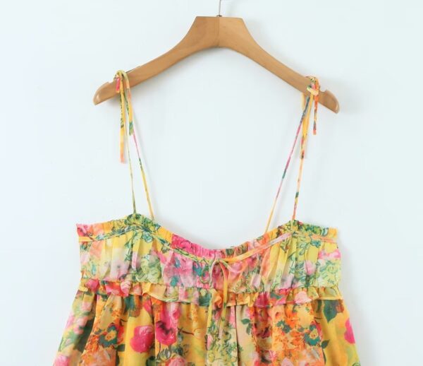 Y2K Flowers Print Suspender Dress Summer Fashion Ruffled Holiday Beach Short Dresses Womens Clothing - Image 6