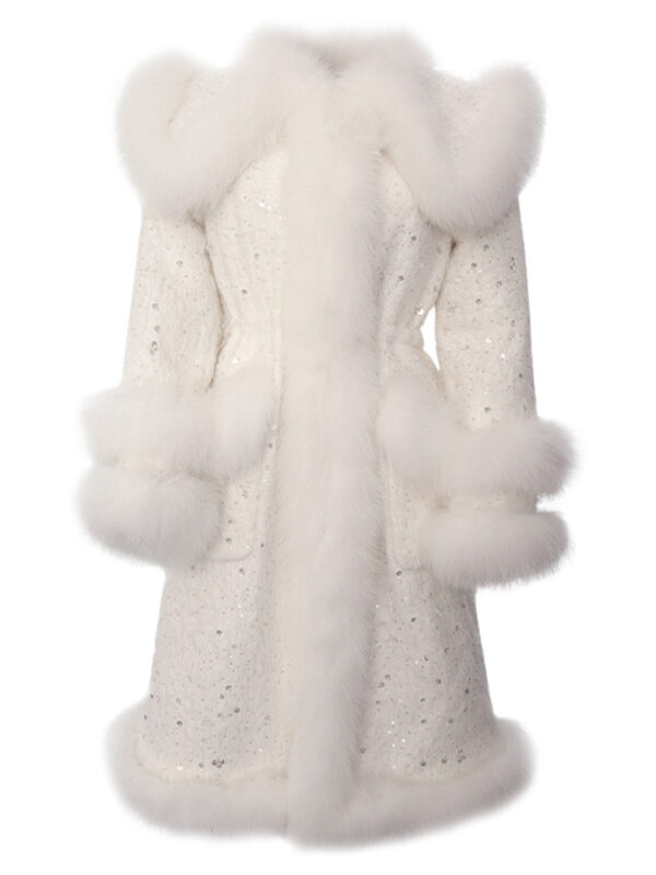 Women's Graceful And Fashionable Fox Fur Down Jacket Beaded Coat - Image 7