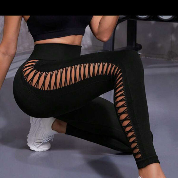 Hollow Tie Dye Printed Yoga Pants High Waist Butt Lift Seamless Sports Gym Fitness Leggings Slim Pants For Women Tight Trousers - Image 5